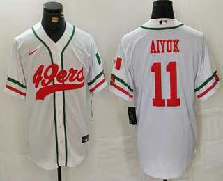 Men%27s San Francisco 49ers #11 Brandon Aiyuk White Mexico Cool Base Stitched Baseball Jersey